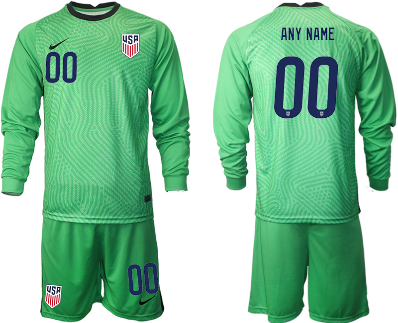 Men 2020-2021 Season National team United States goalkeeper Long sleeve green customized Soccer Jersey->united states jersey->Soccer Country Jersey